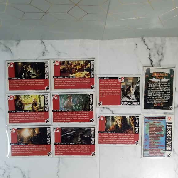 Vintage JP Topps Trading Cards Lot of 10 Jurassic Park Movie Cards Lot #14 - Picture 5 of 10